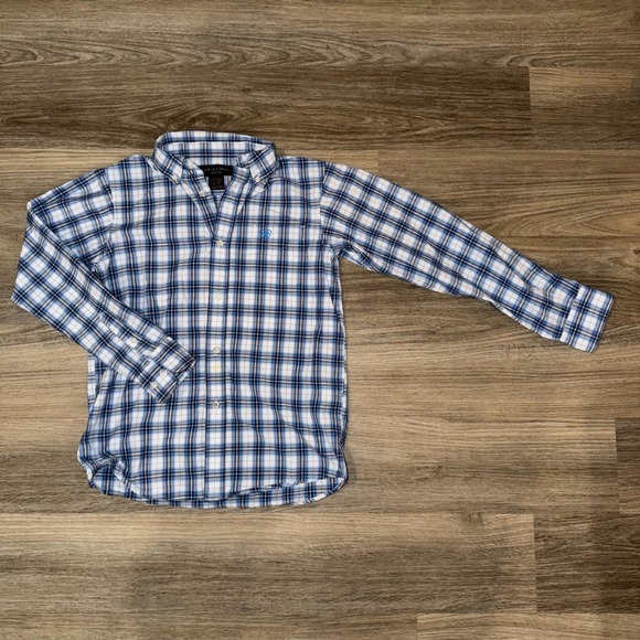 Ariat Other - Ariat Pro Series Boys Blue Plaid Button Down Size Medium 10-12 Long Sleeve